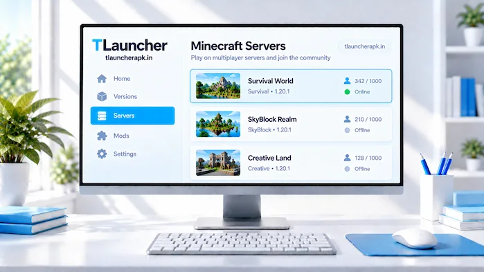 TLauncher Servers Minecraft multiplayer interface